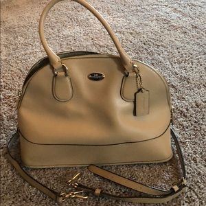Tan leather coach bag